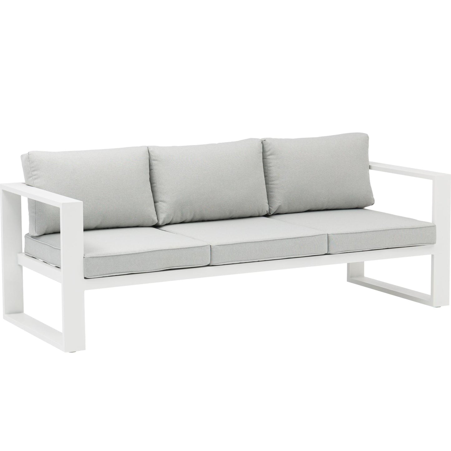Sofá 3 plazas  Niland aluminio blanco y cojinería gris claro