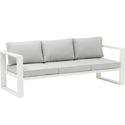 Sofá 3 plazas  Niland aluminio blanco y cojinería gris claro