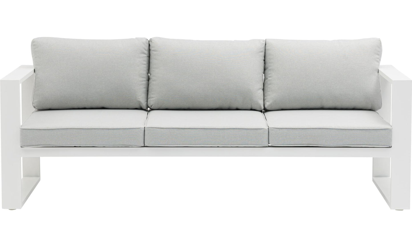 Sofá 3 plazas  Niland aluminio blanco y cojinería gris claro