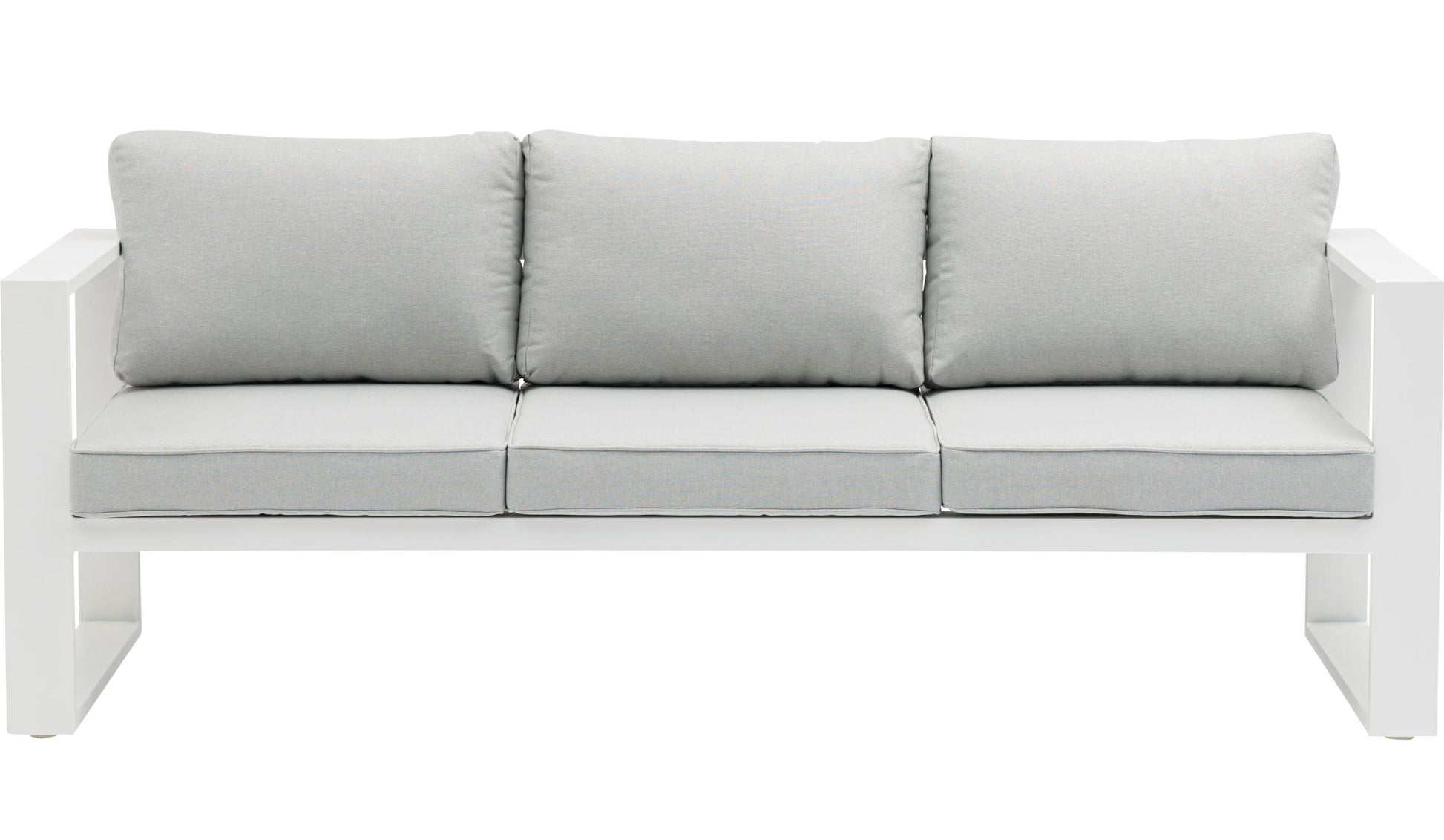 Sofá 3 plazas  Niland aluminio blanco y cojinería gris claro