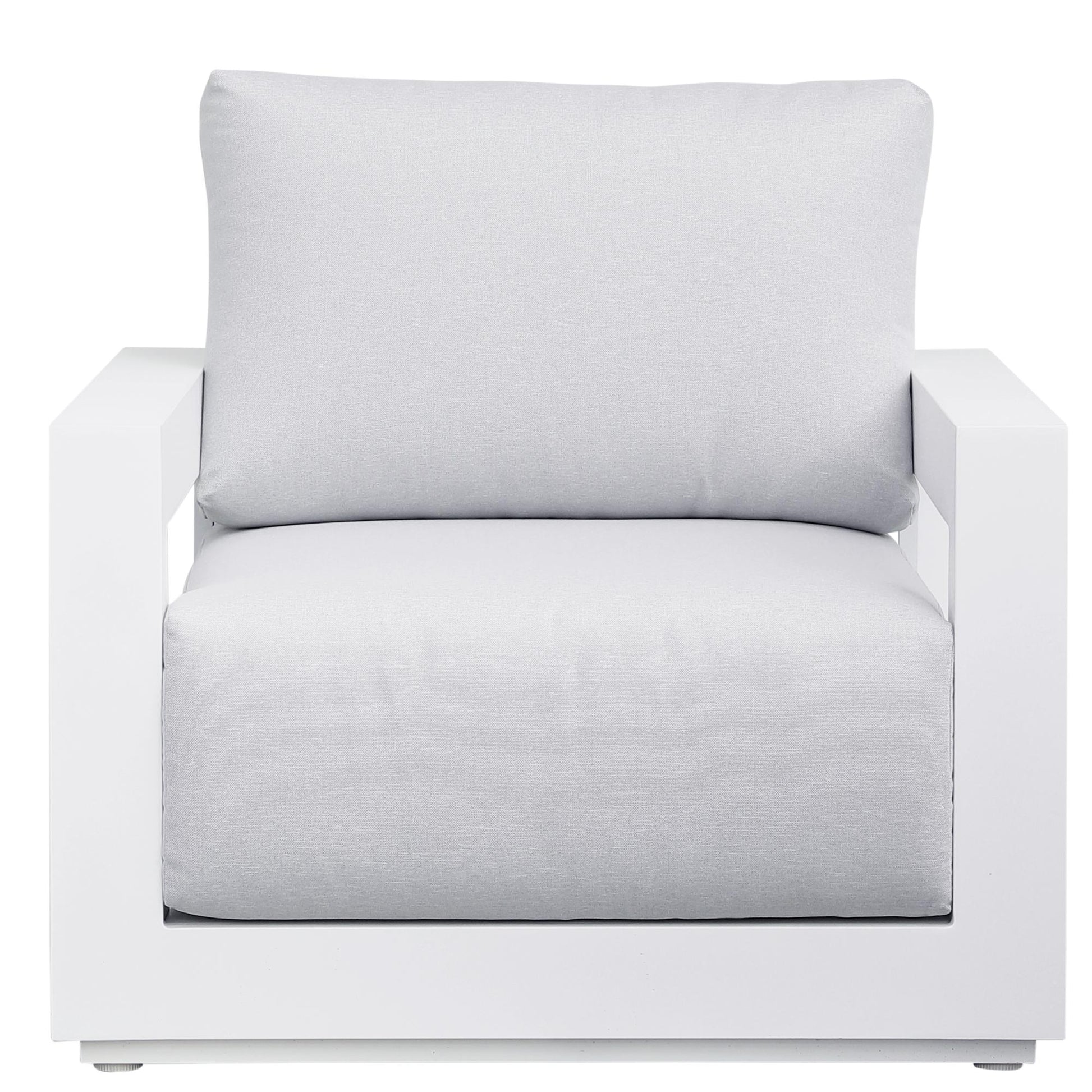Sofá 1 plaza Onix aluminio blanco cojinería gris claro