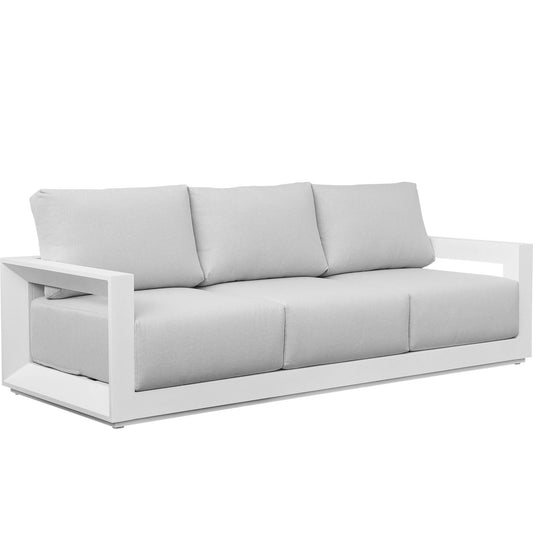 Sofá 3 plazas Onix aluminio blanco cojinería gris claro