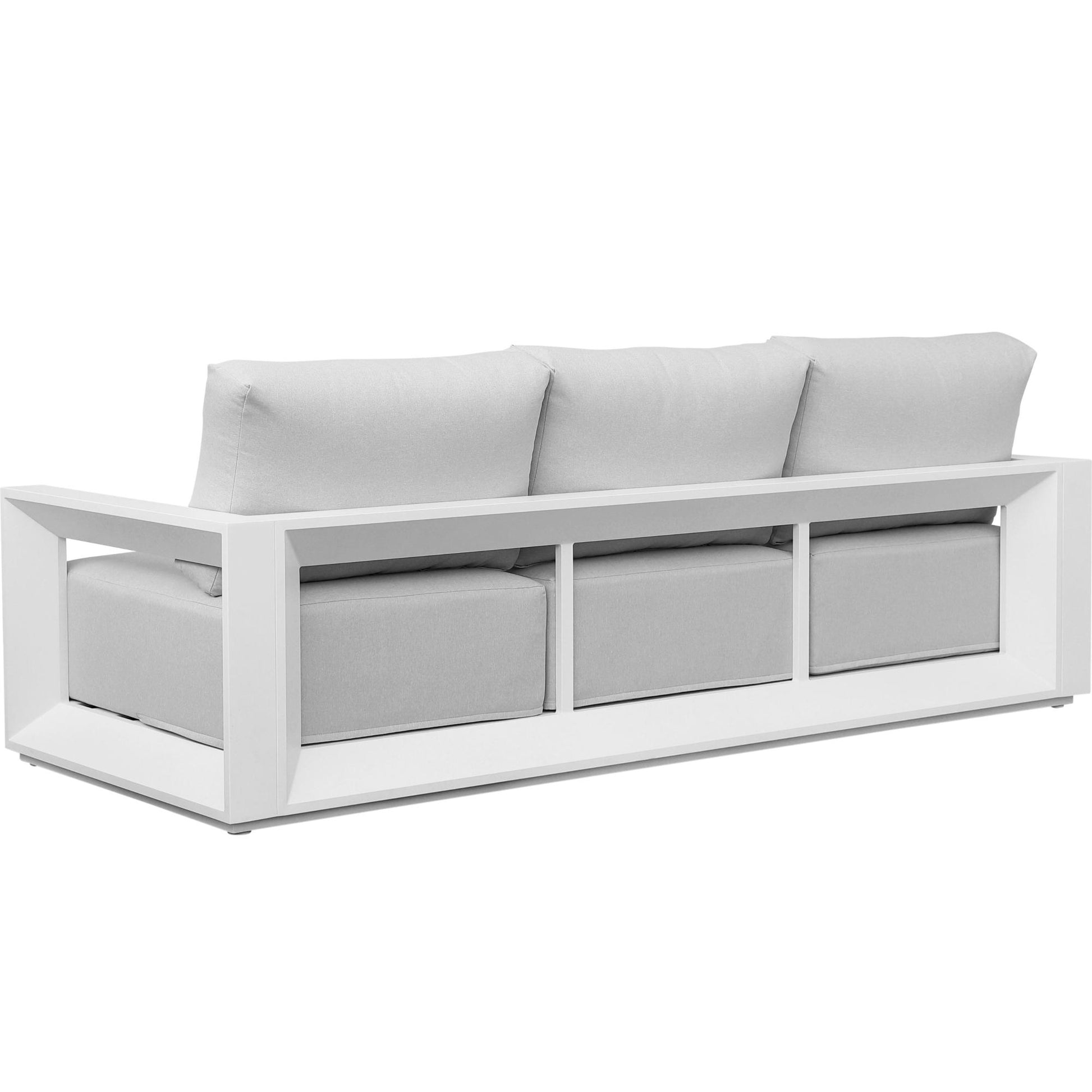 Sofá 3 plazas Onix aluminio blanco cojinería gris claro