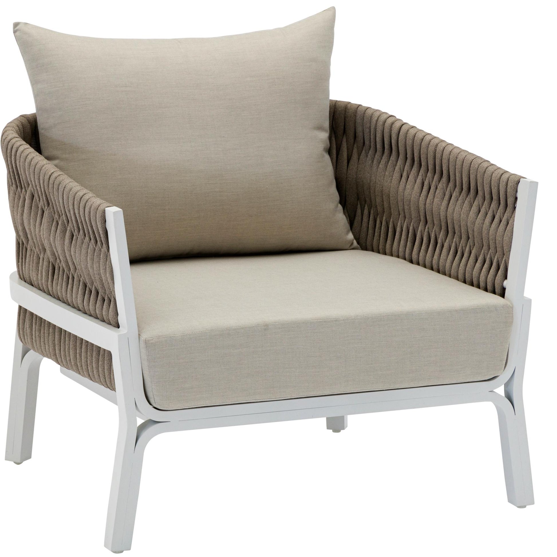 Sofá 1 plaza Anmore aluminio blanco textil  greige