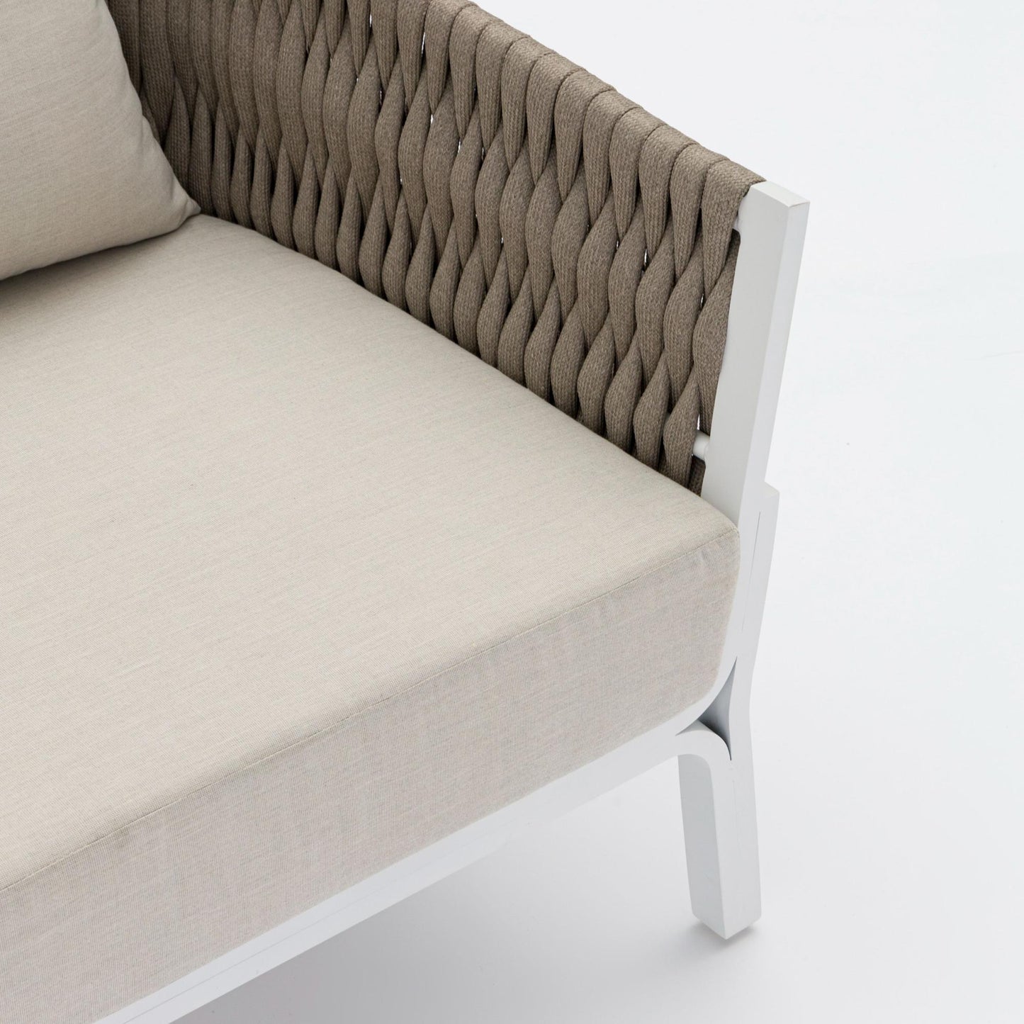 Sofá 3 plazas Anmore aluminio blanco textil  greige