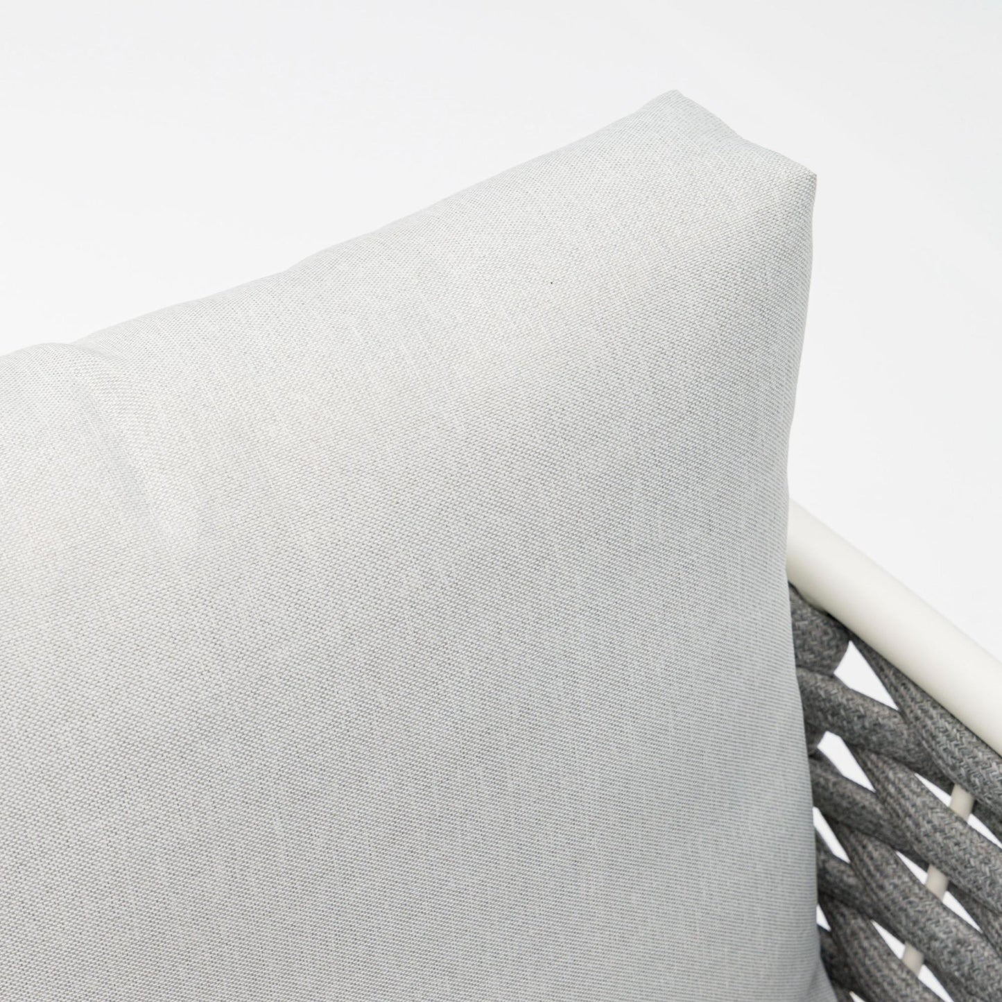 Sofá 2 plazas Walga aluminio blanco cojín gris claro