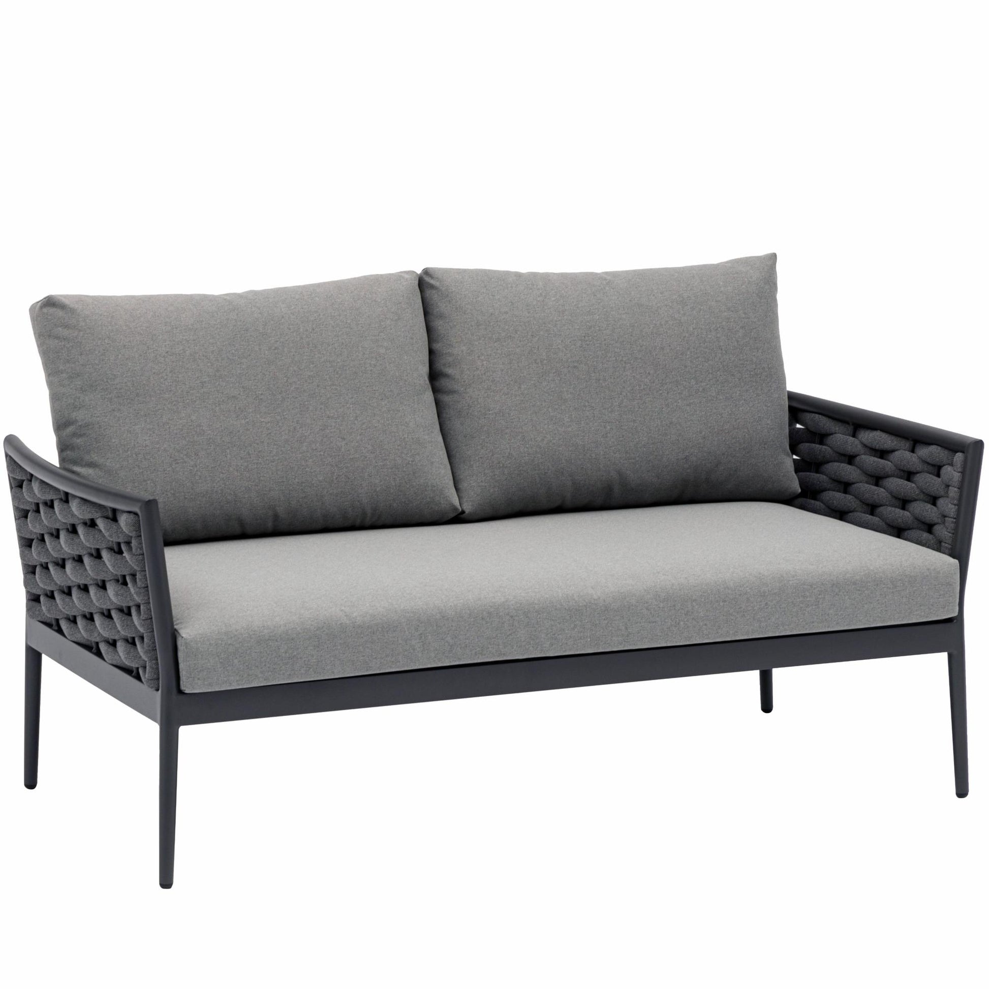 Sofá 2 plazas Walga aluminio antracita cojín gris medio