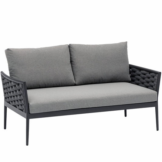 Sofá 2 plazas Walga aluminio antracita cojín gris medio
