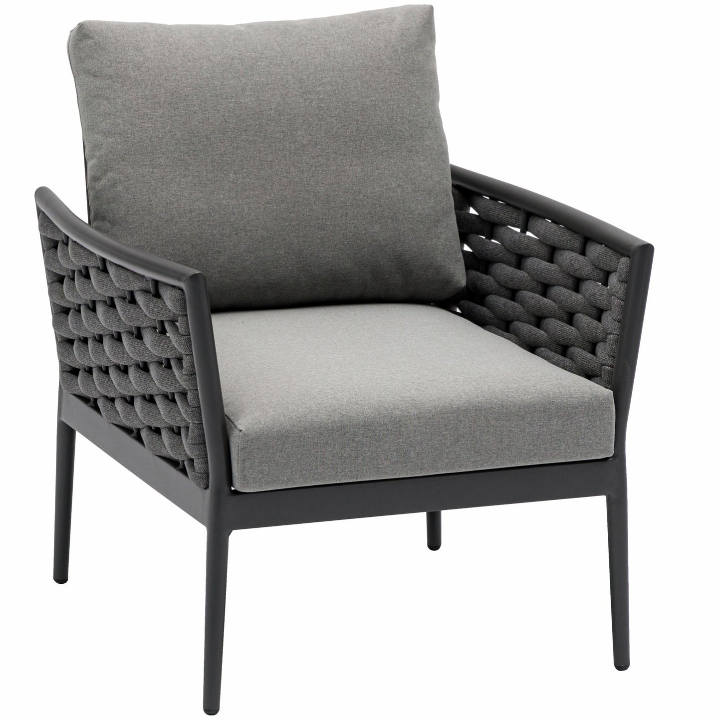 Sofa 1 plaza Walga aluminio antracita cojin gris oscuro.