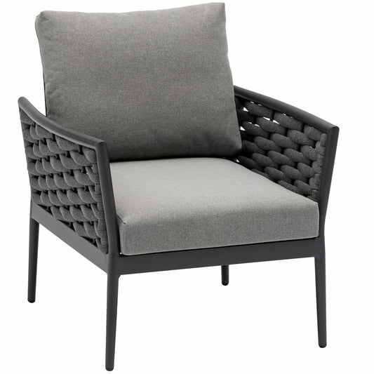 Sofa 1 plaza Walga aluminio antracita cojin gris oscuro.