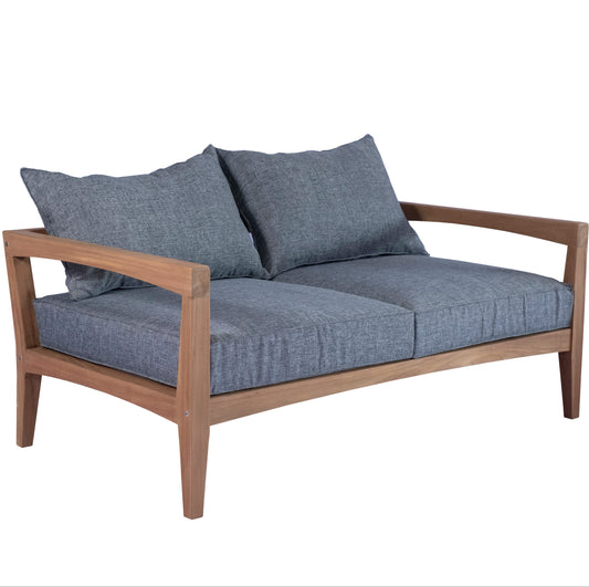 Sofá 2 plazas Roxas con cojinería gris oscuro