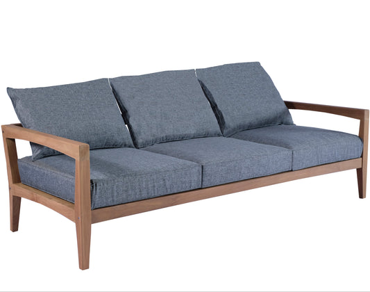 Sofá 3 plazas Roxas con cojinería gris oscuro