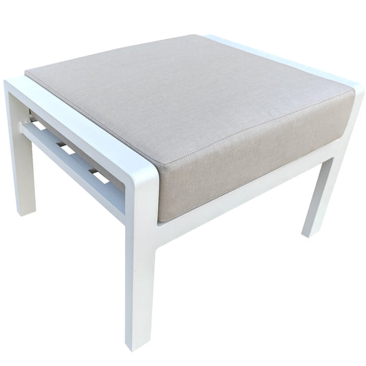 Reposapiés Albury aluminio blanco con cojín gris claro