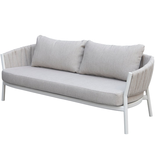 Sofá 3 plaza Attica aluminio blanco y textil gris claro