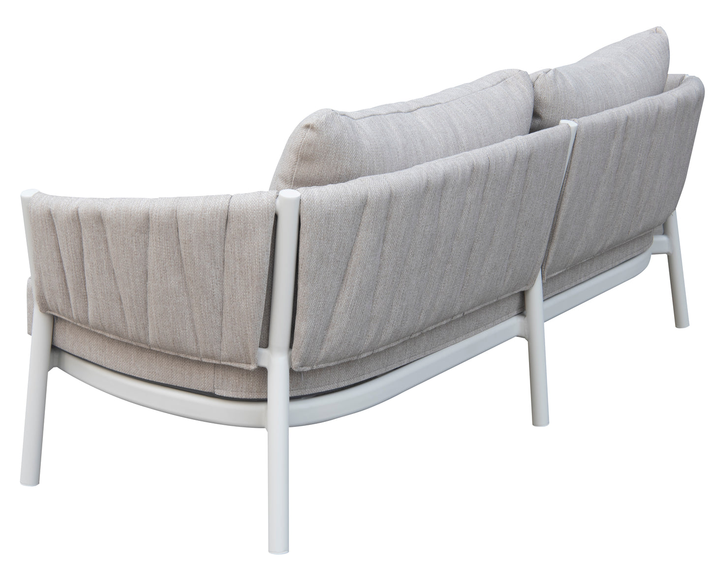 Sofá 3 plaza Attica aluminio blanco y textil gris claro