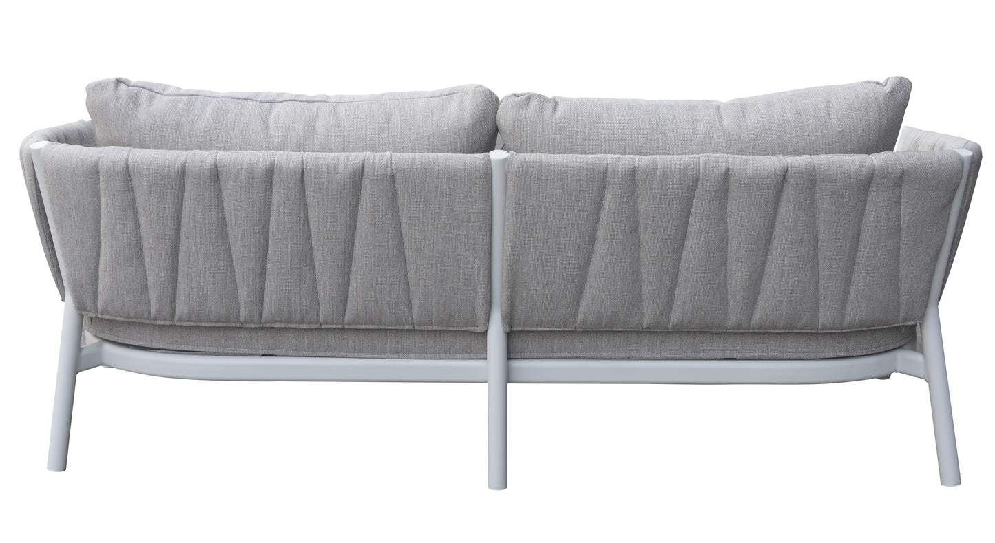 Sofá 3 plaza Attica aluminio blanco y textil gris claro