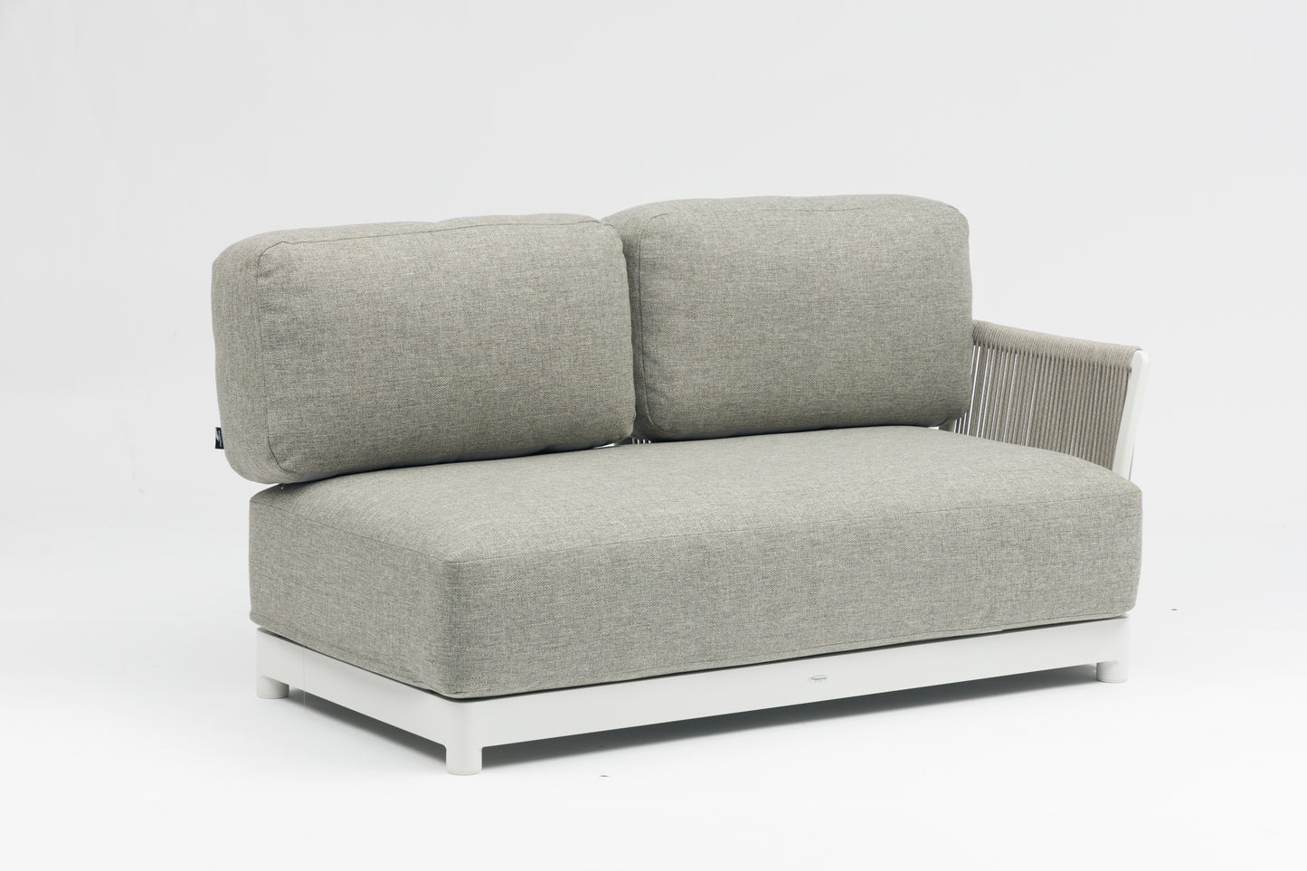 Sofá 2 plazas Silai aluminio blanco textil gris medio