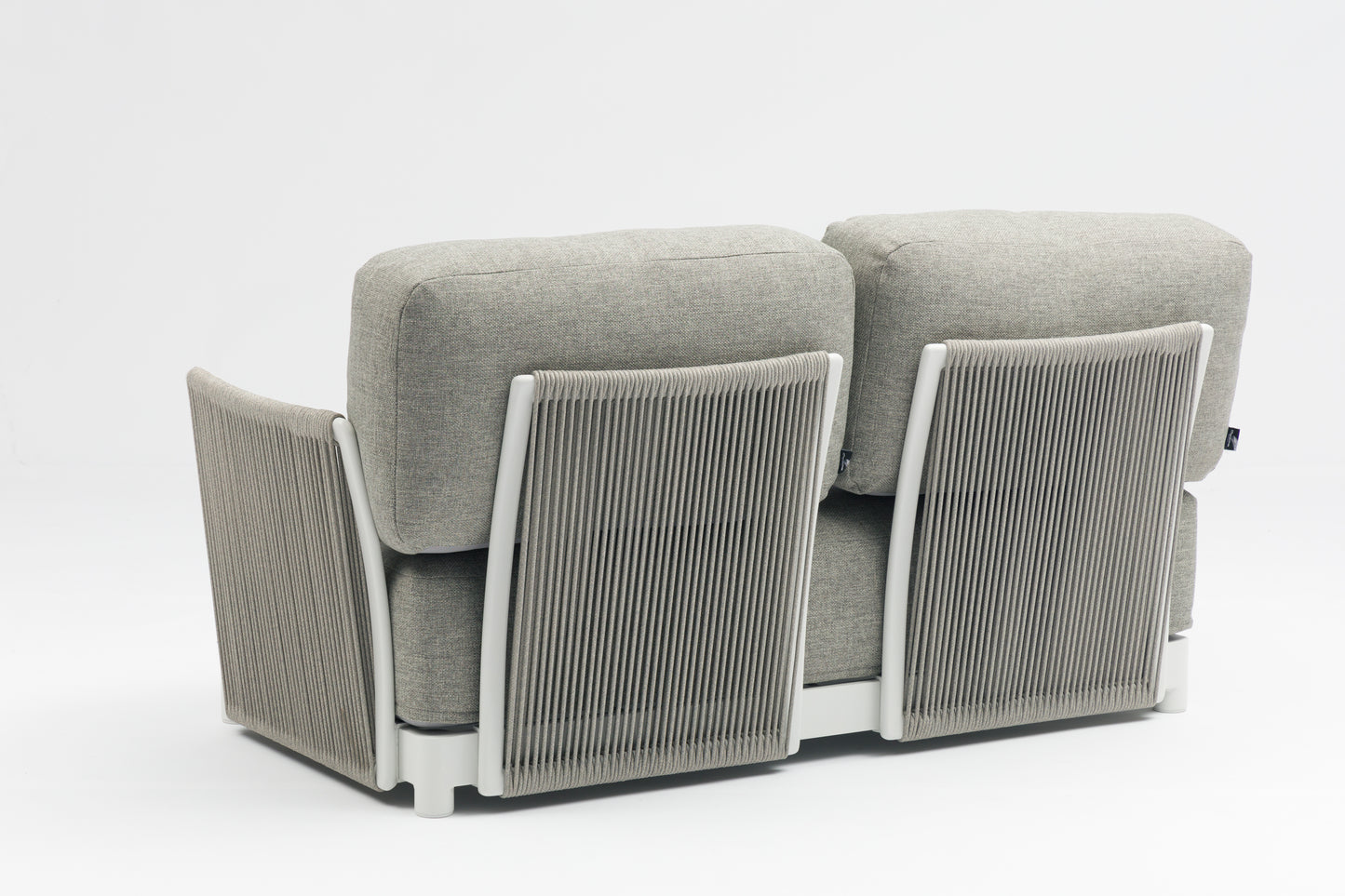 Sofá 2 plazas Silai aluminio blanco textil gris medio