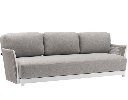 Sofá 3 plazas Silai aluminio blanco textil gris medio