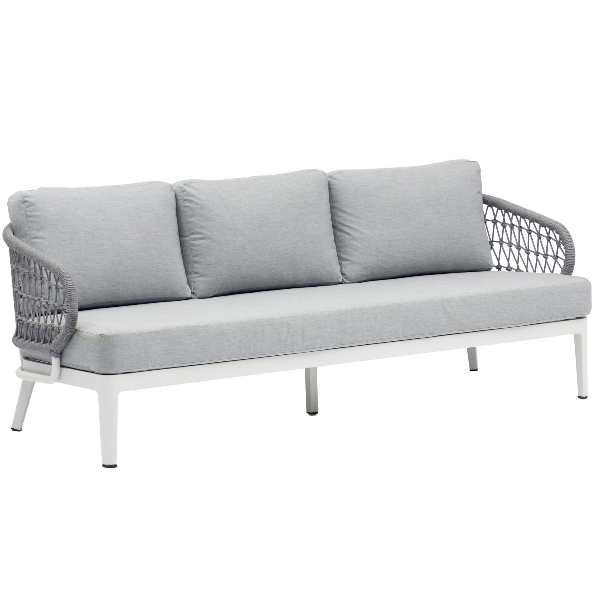 Sofá 3 plazas Isabela aluminio blanco textil gris claro