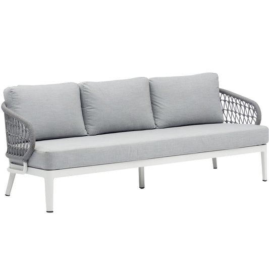 Sofá 3 plazas Isabela aluminio blanco textil gris claro