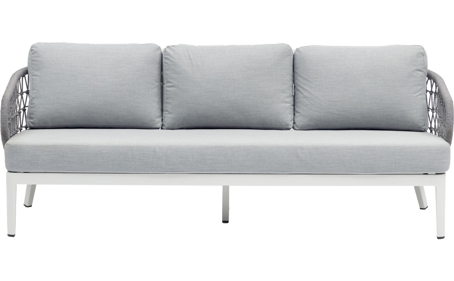 Sofá 3 plazas Isabela aluminio blanco textil gris claro