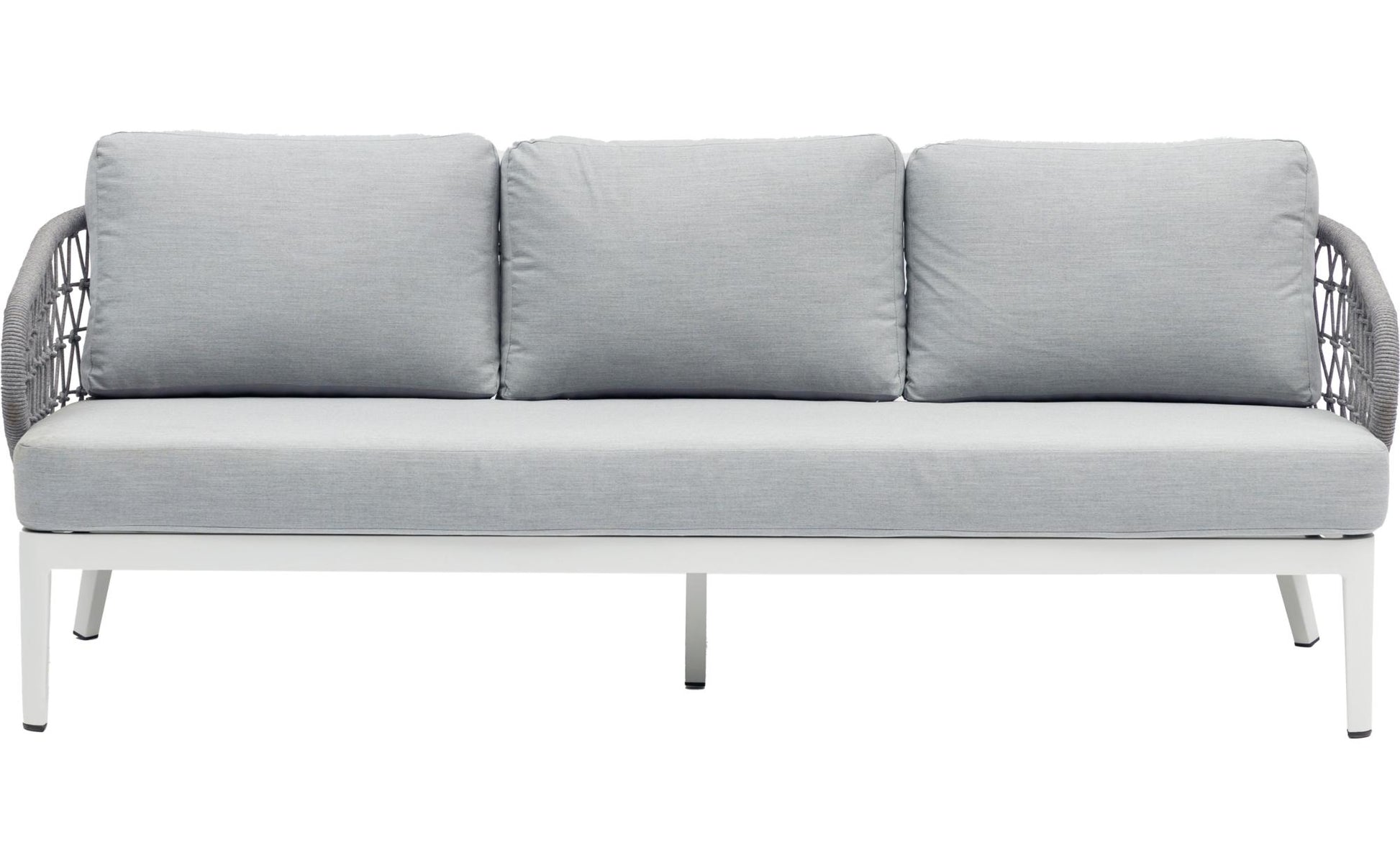 Sofá 3 plazas Isabela aluminio blanco textil gris claro