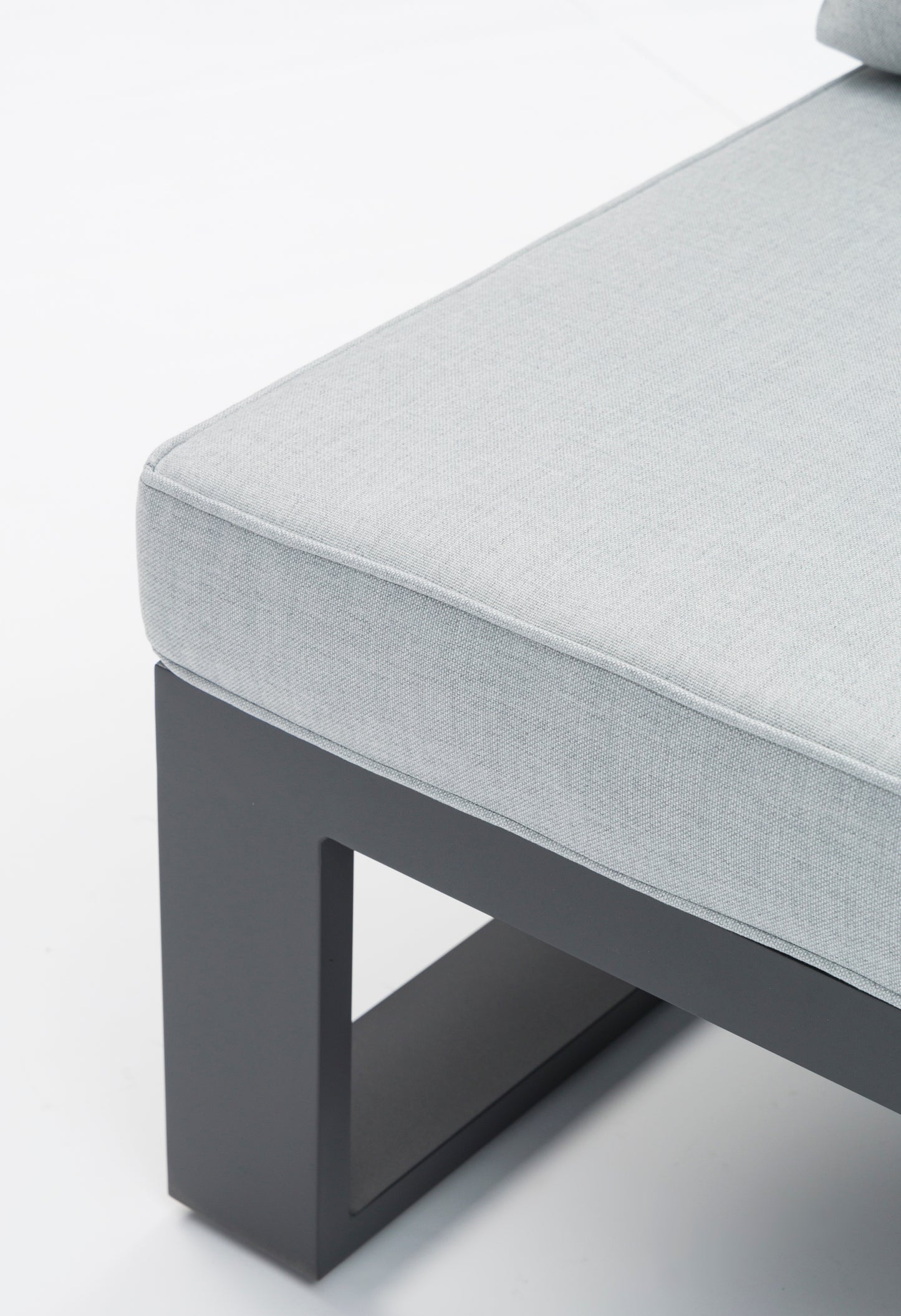 Módulo 2 plazas Rinconera Josh brazo izquierdo aluminio antracita y cojinería gris medio