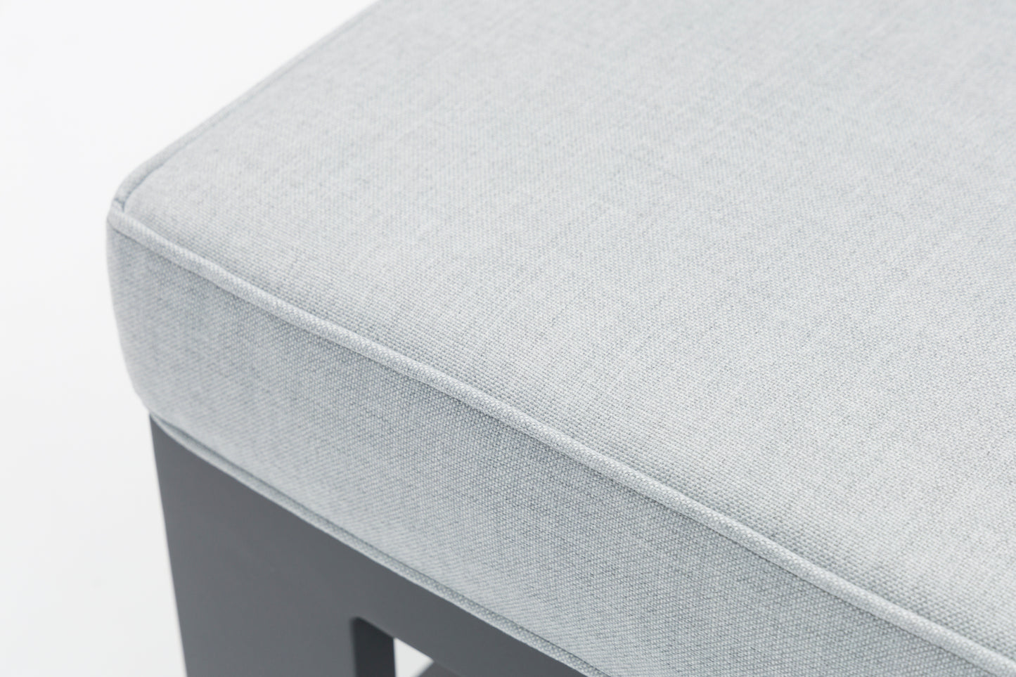 Módulo 2 plazas Rinconera Josh brazo derecho aluminio antracita y cojinería gris medio.