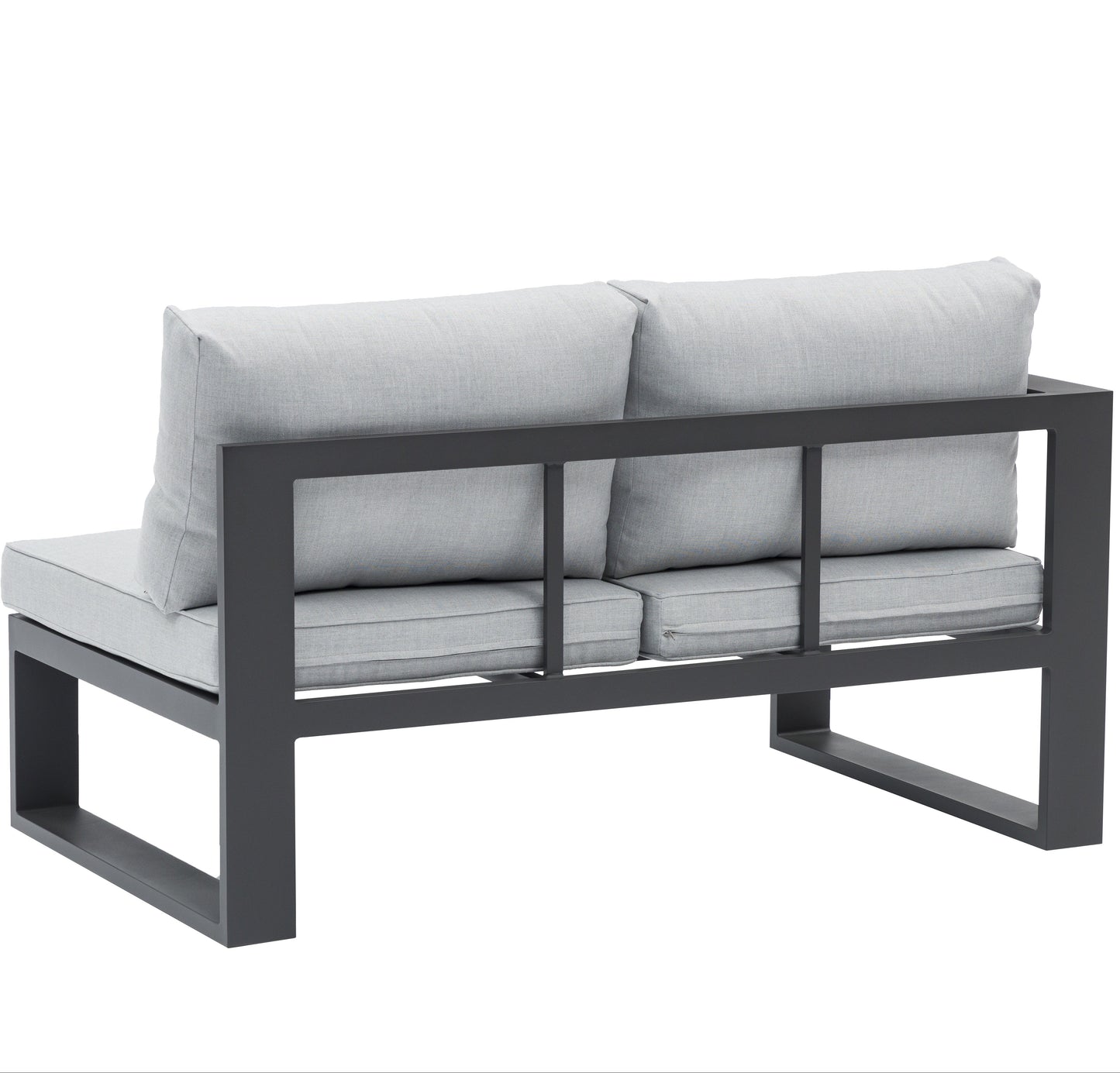 Módulo 2 plazas Rinconera Josh brazo izquierdo aluminio antracita y cojinería gris medio