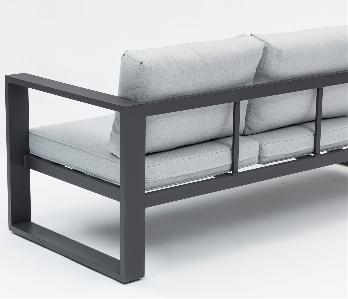 Módulo 2 plazas Rinconera Josh brazo izquierdo aluminio antracita y cojinería gris medio