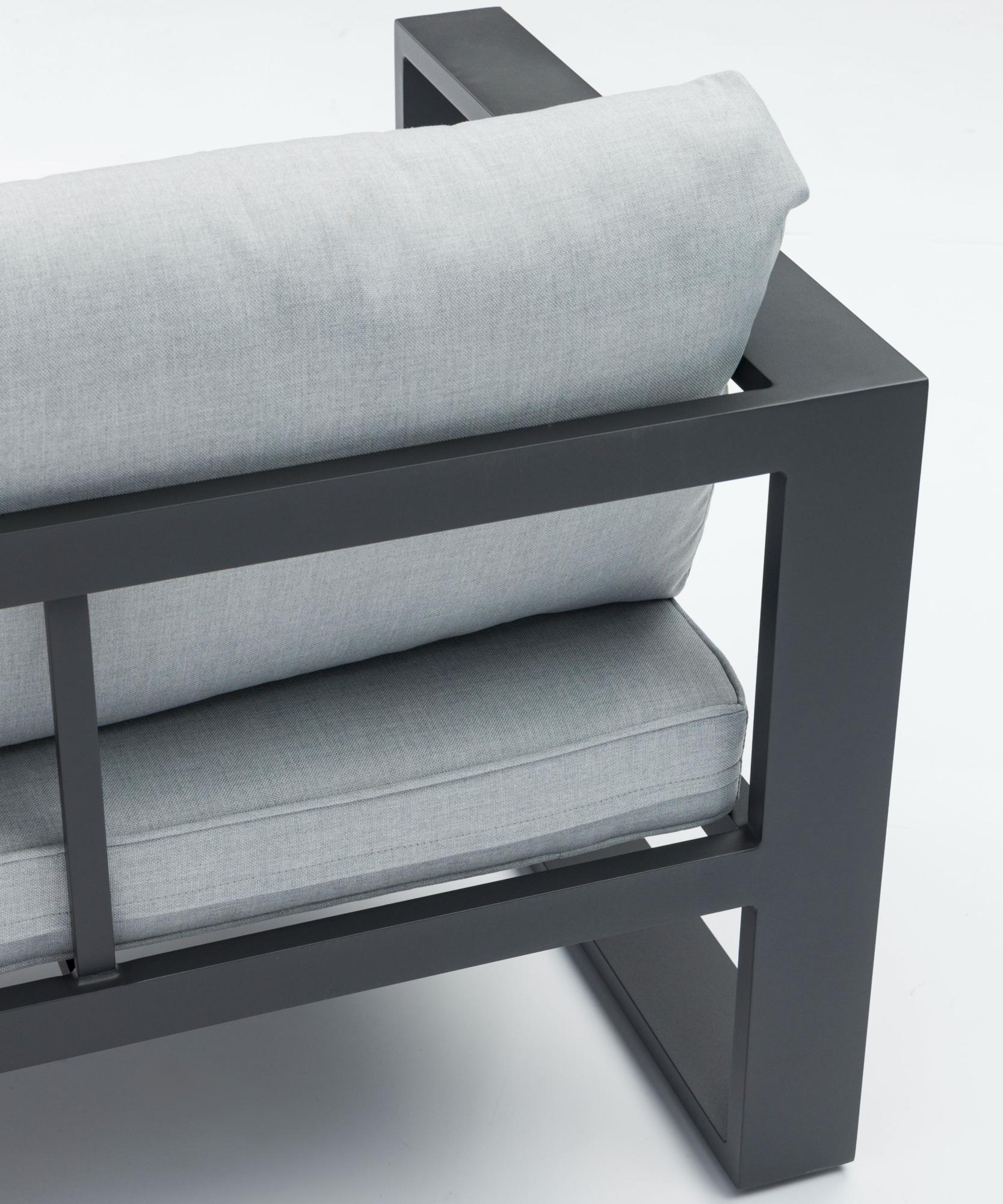 Sofá 3 plazas  Niland aluminio antracita y cojinería gris medio