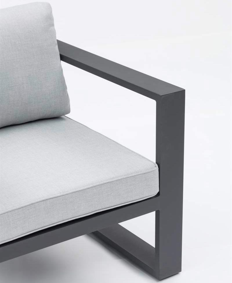 Sofá 1 plaza Niland aluminio antracita y cojinería gris medio