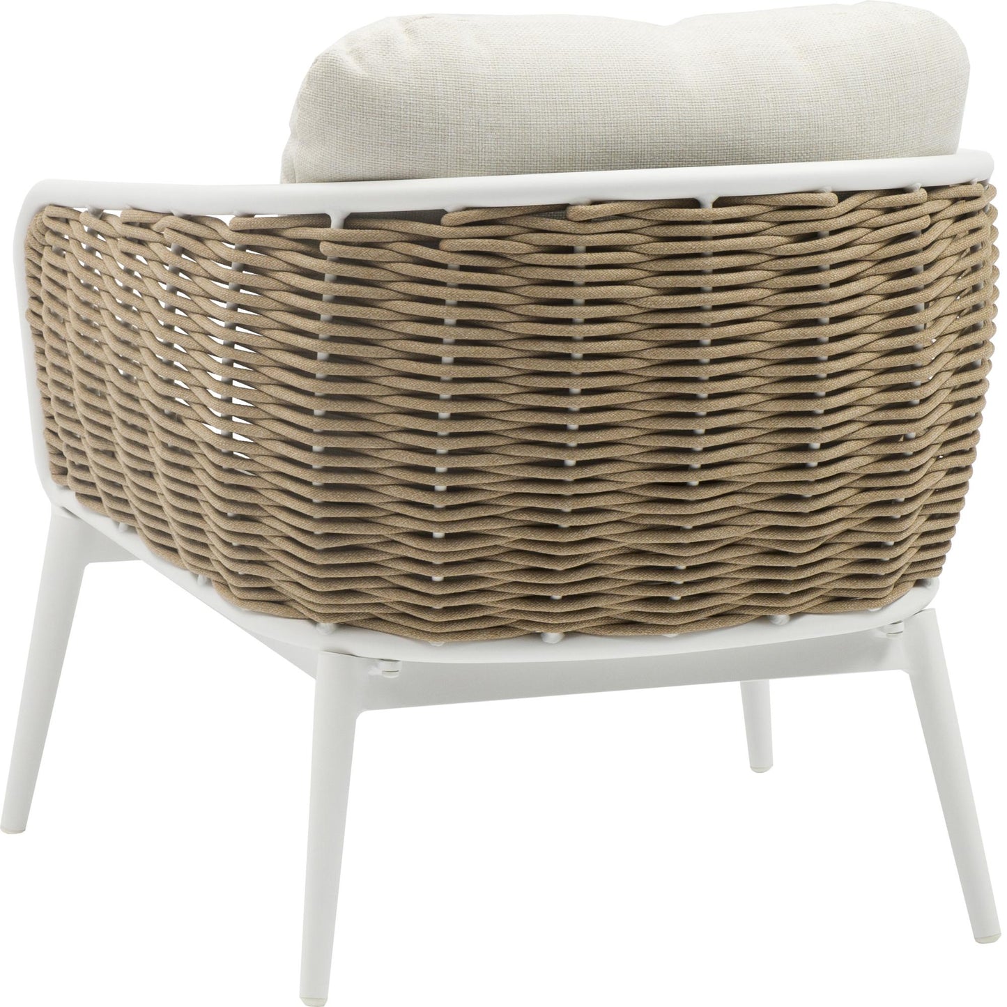 Sofá 1 plaza Irvine aluminio blanco y cuerda taupe cojín  beige