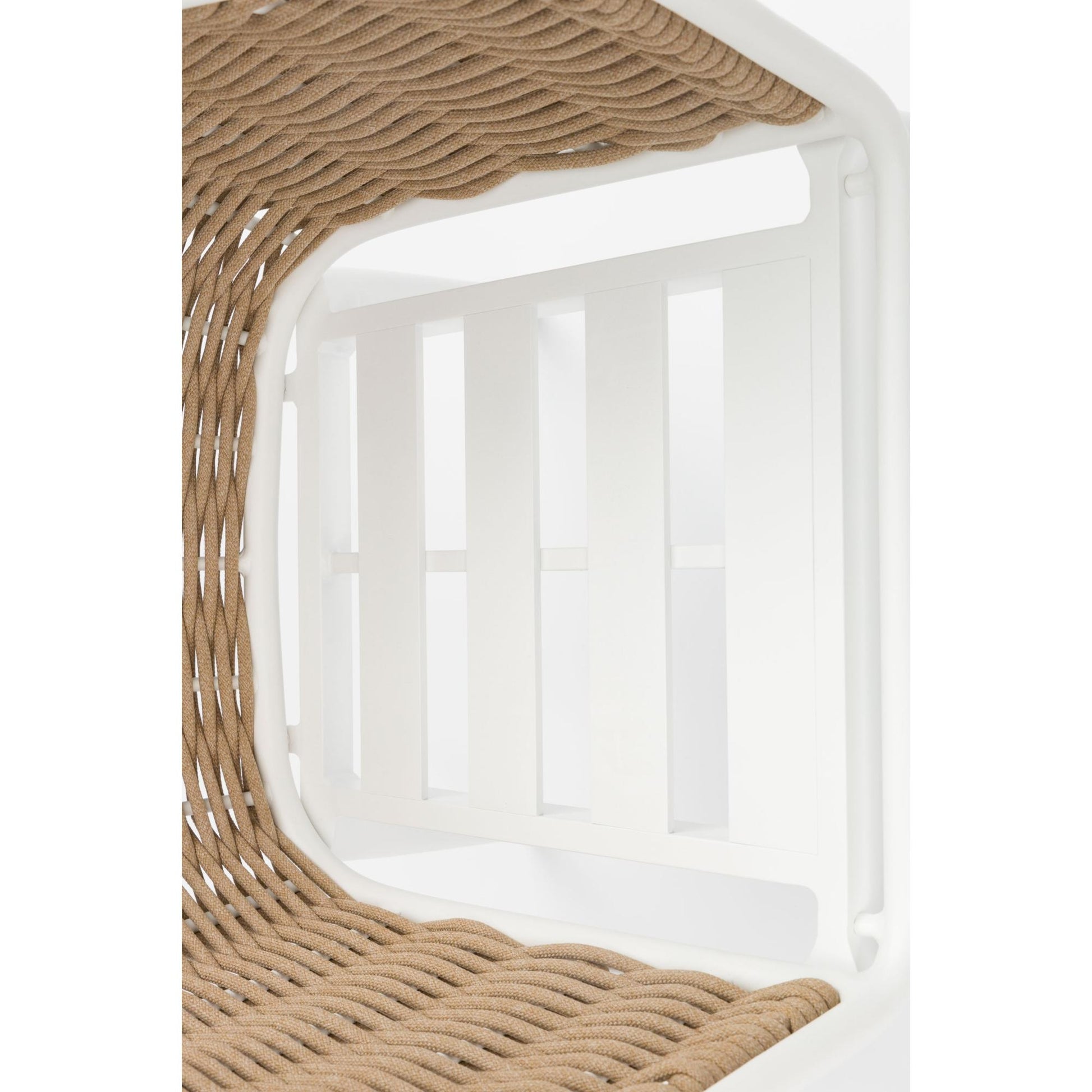 Sofá 1 plaza Irvine aluminio blanco y cuerda taupe cojín  beige