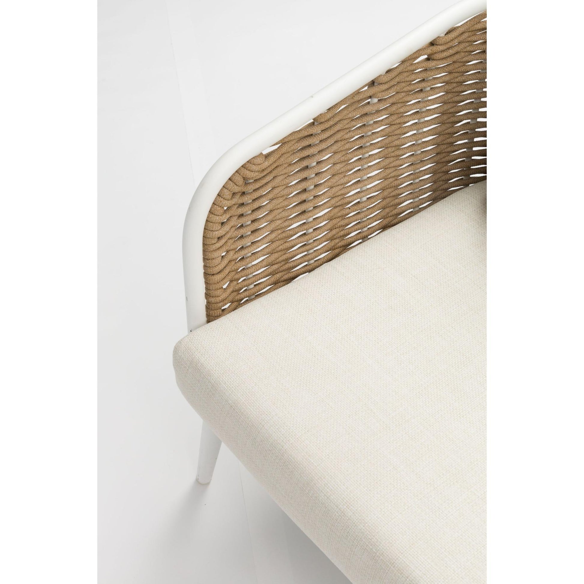 Sofá 3 plazas Irvine aluminio blanco cuerda taupe cojín  beige