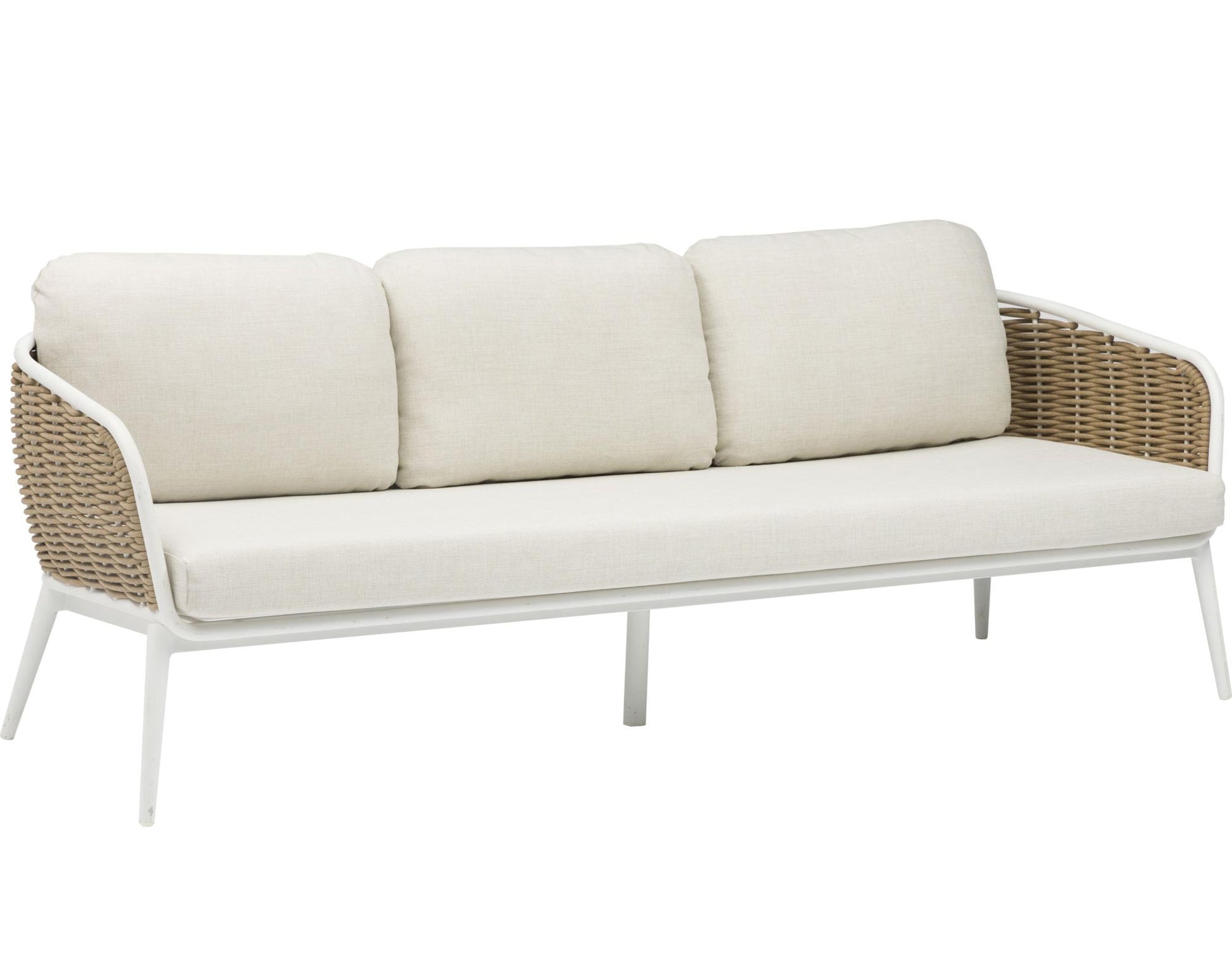 Sofá 3 plazas Irvine aluminio blanco cuerda taupe cojín  beige