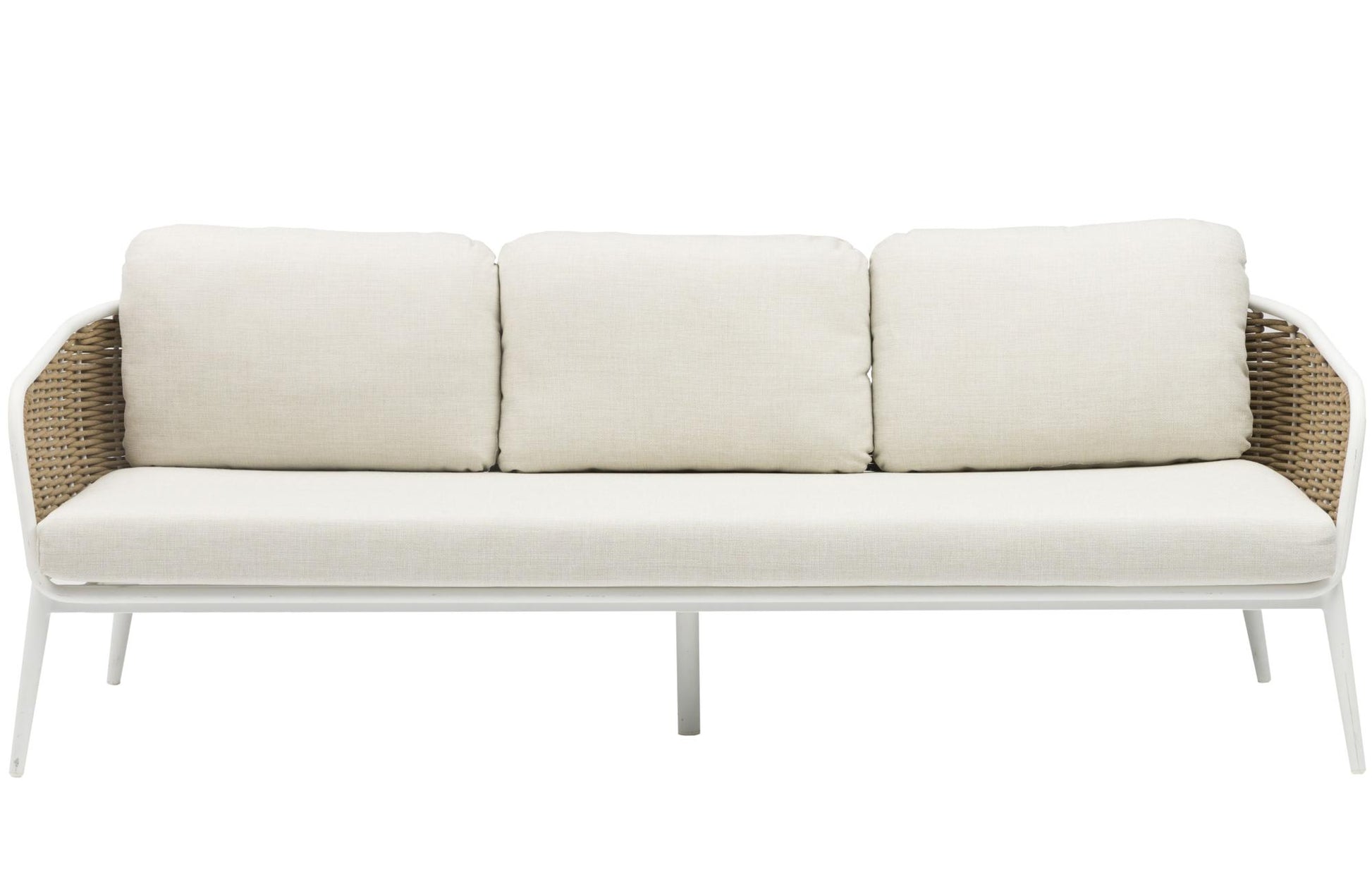 Sofá 3 plazas Irvine aluminio blanco cuerda taupe cojín  beige