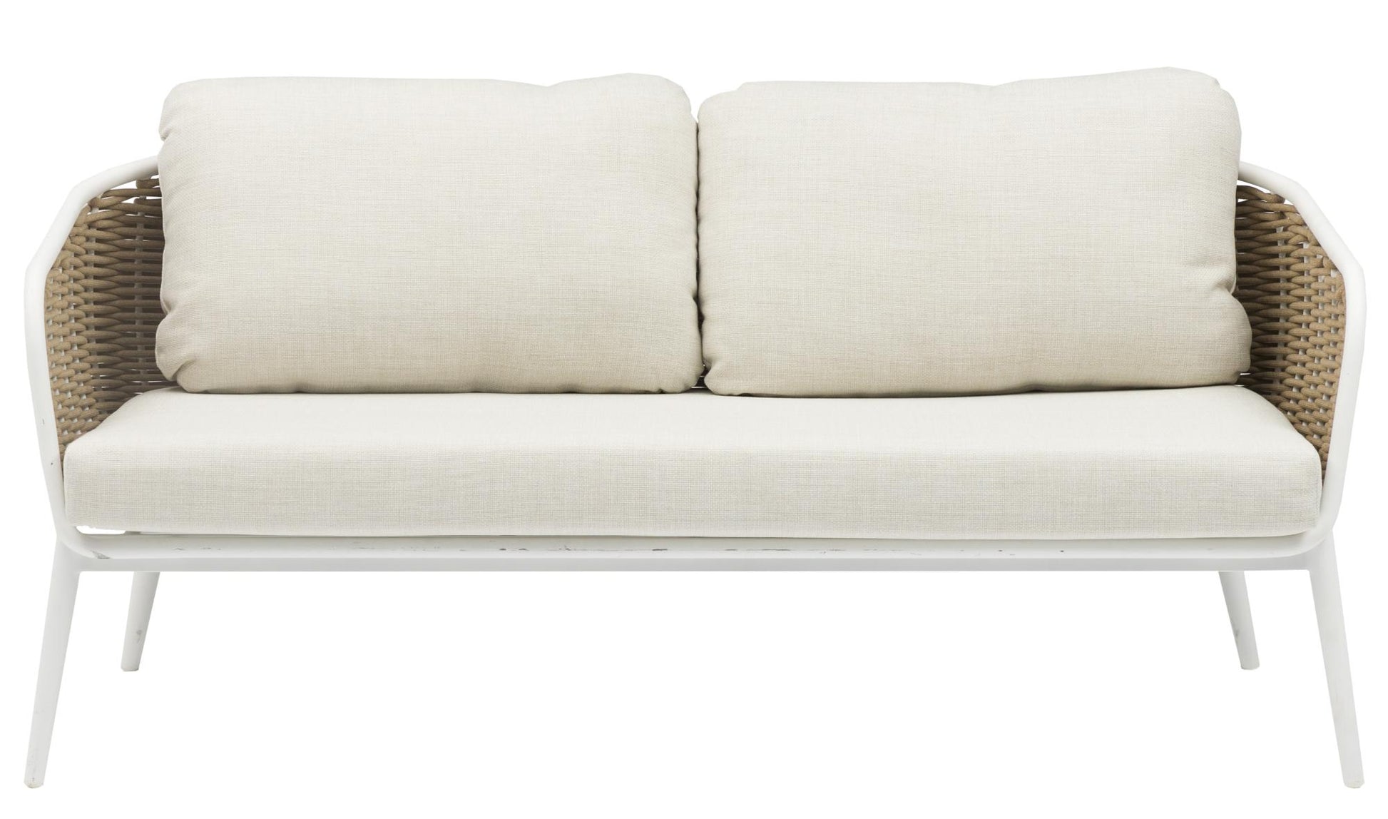 Sofá 2 plazas Irvine aluminio blanco cuerda taupe cojín  beige