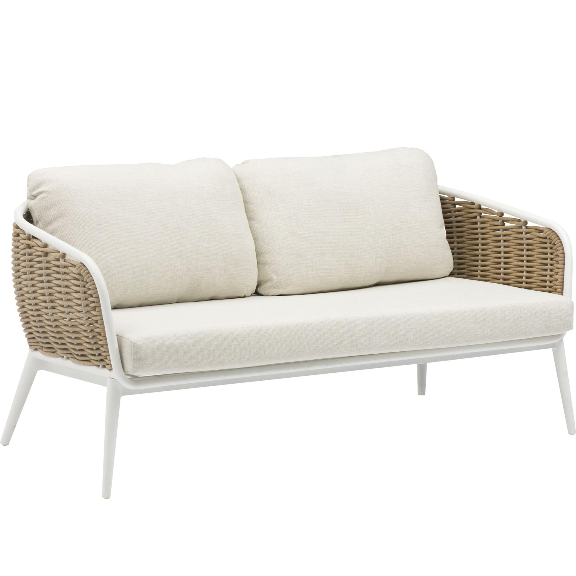 Sofá 2 plazas Irvine aluminio blanco cuerda taupe cojín  beige