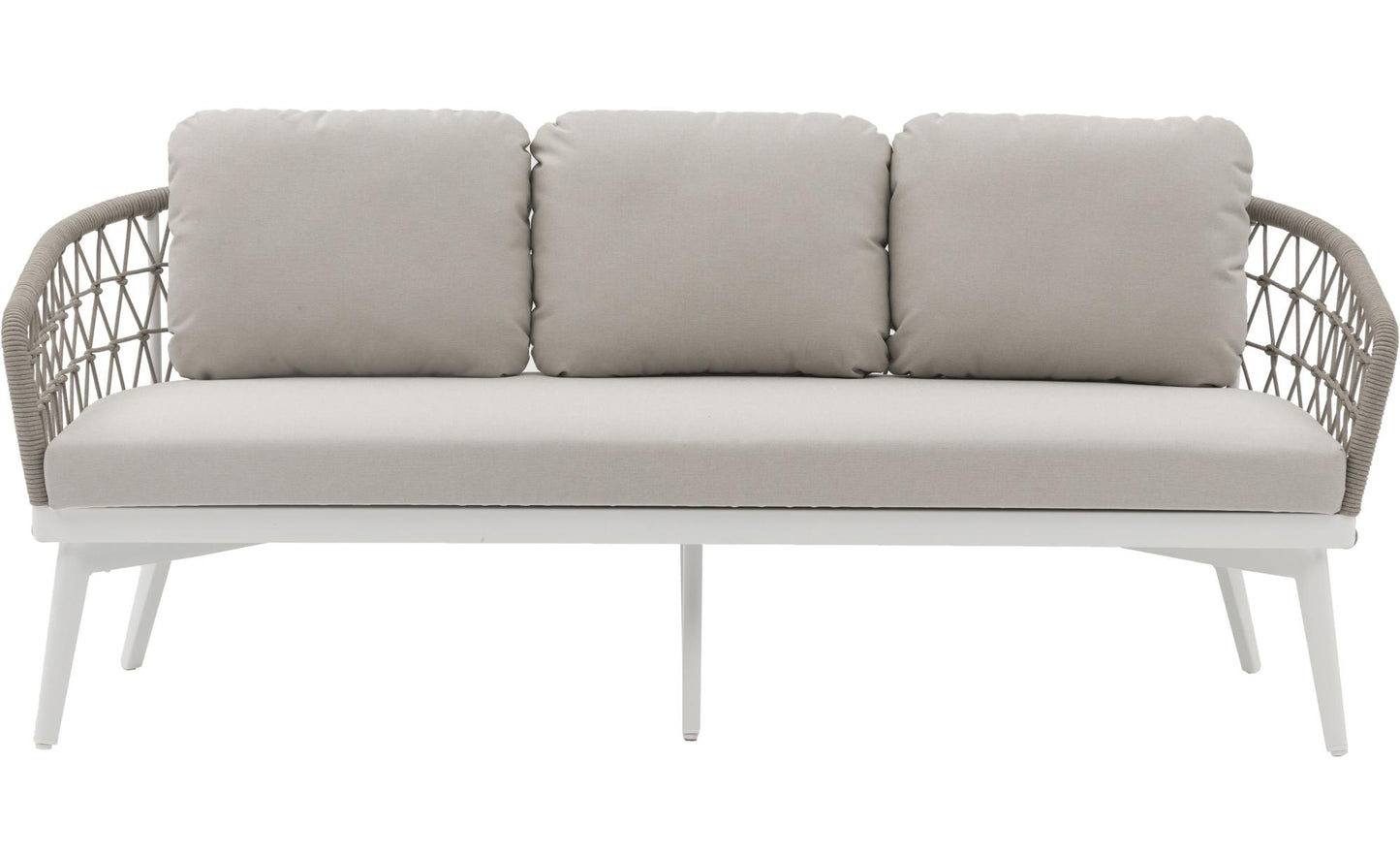 Sofá 3 plazas Nelayan aluminio blanco cuerda greige