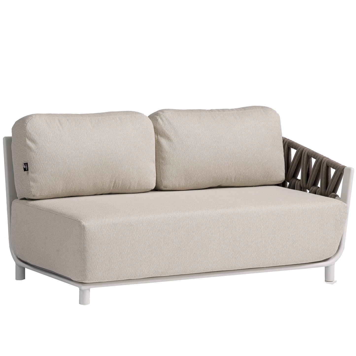Módulo 2 plazas rinconera Carson brazo derecho aluminio blanco textil beige (VF)