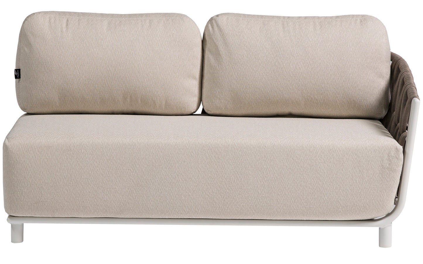 Módulo 2 plazas rinconera Carson brazo derecho aluminio blanco textil beige (VF)