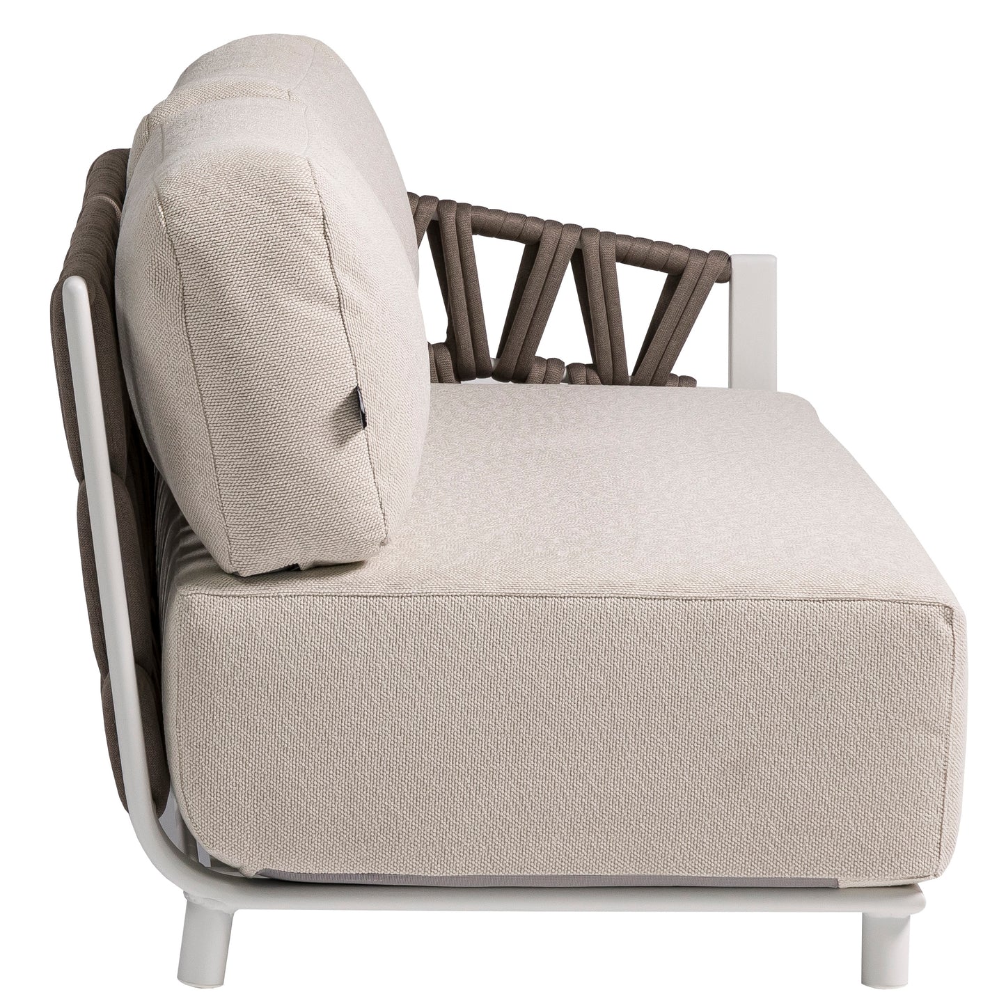 Módulo 2 plazas rinconera Carson brazo derecho aluminio blanco textil beige (VF)