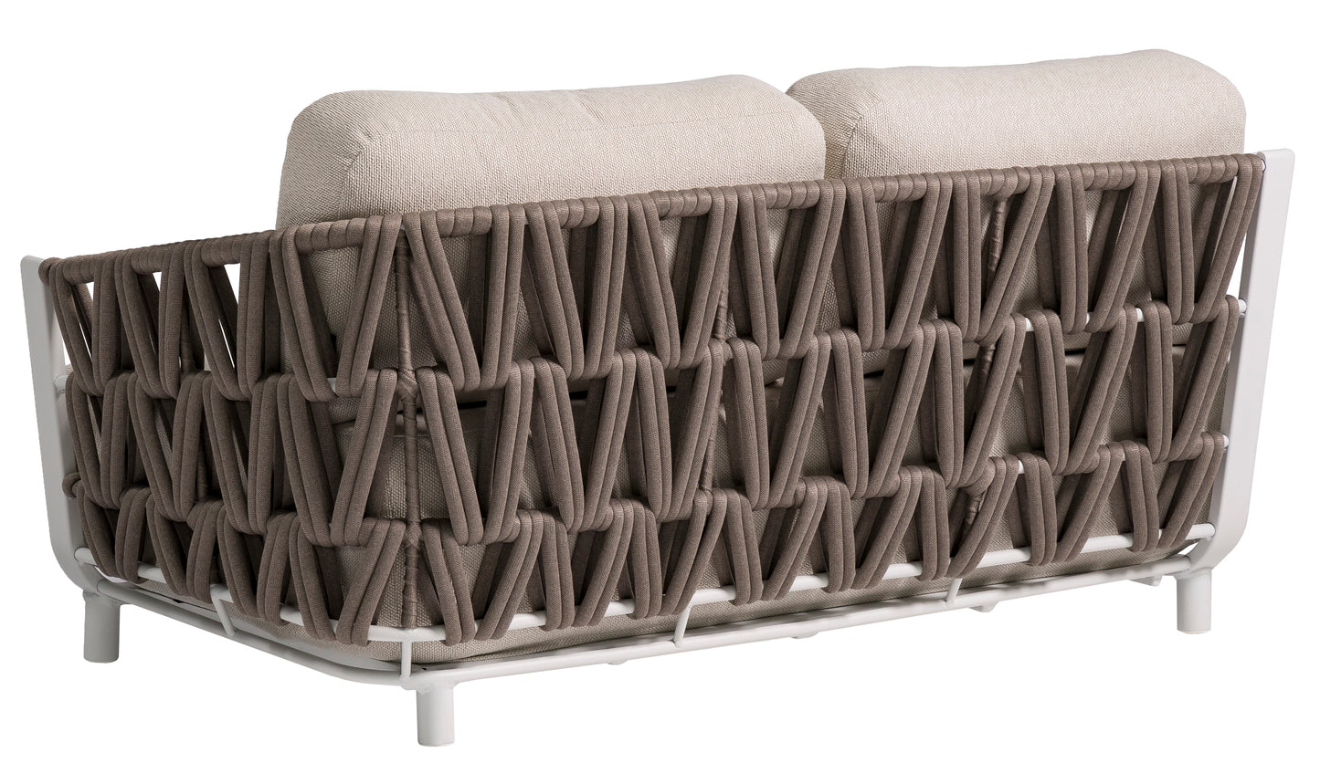 Módulo 2 plazas rinconera Carson brazo derecho aluminio blanco textil beige (VF)