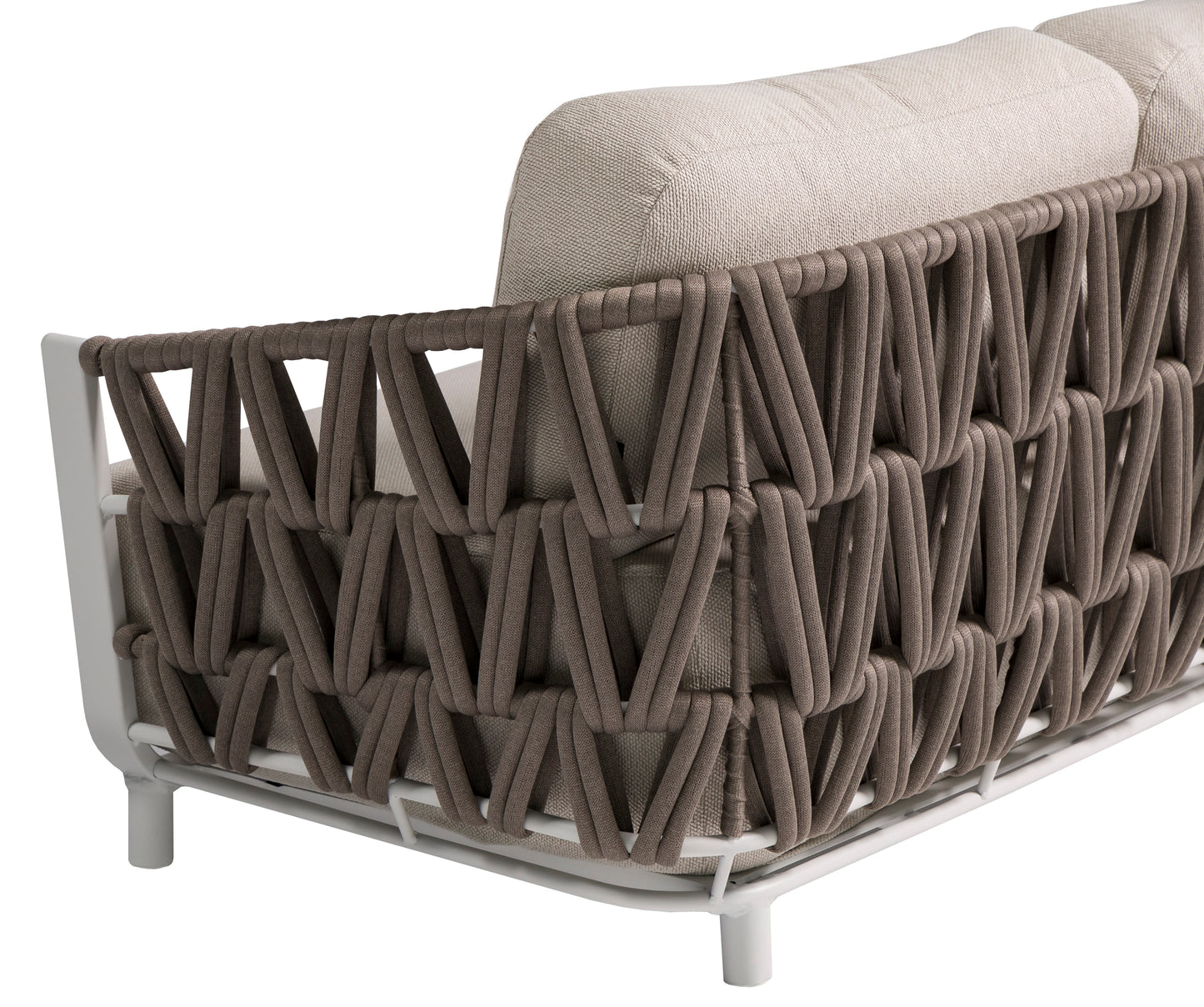 Módulo 2 plazas rinconera Carson brazo derecho aluminio blanco textil beige (VF)