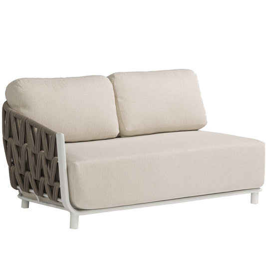 Módulo 2 plazas rinconera Carson brazo izquierdo aluminio blanco textil beige (VF)