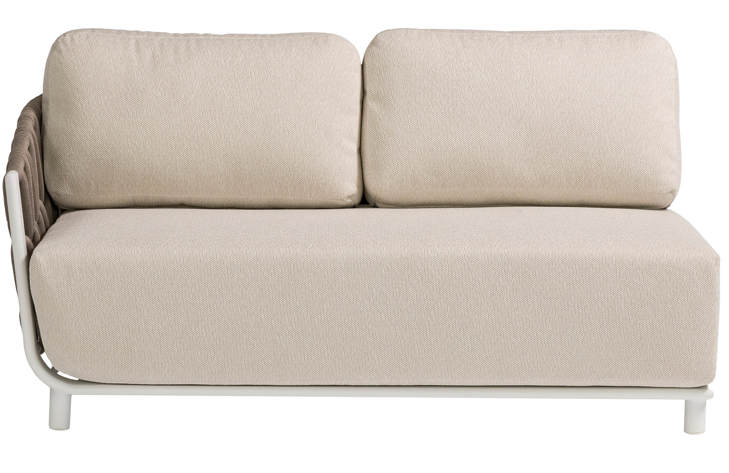 Módulo 2 plazas rinconera Carson brazo izquierdo aluminio blanco textil beige (VF)