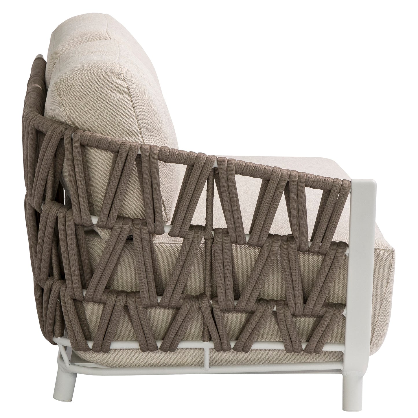 Módulo 2 plazas rinconera Carson brazo izquierdo aluminio blanco textil beige (VF)