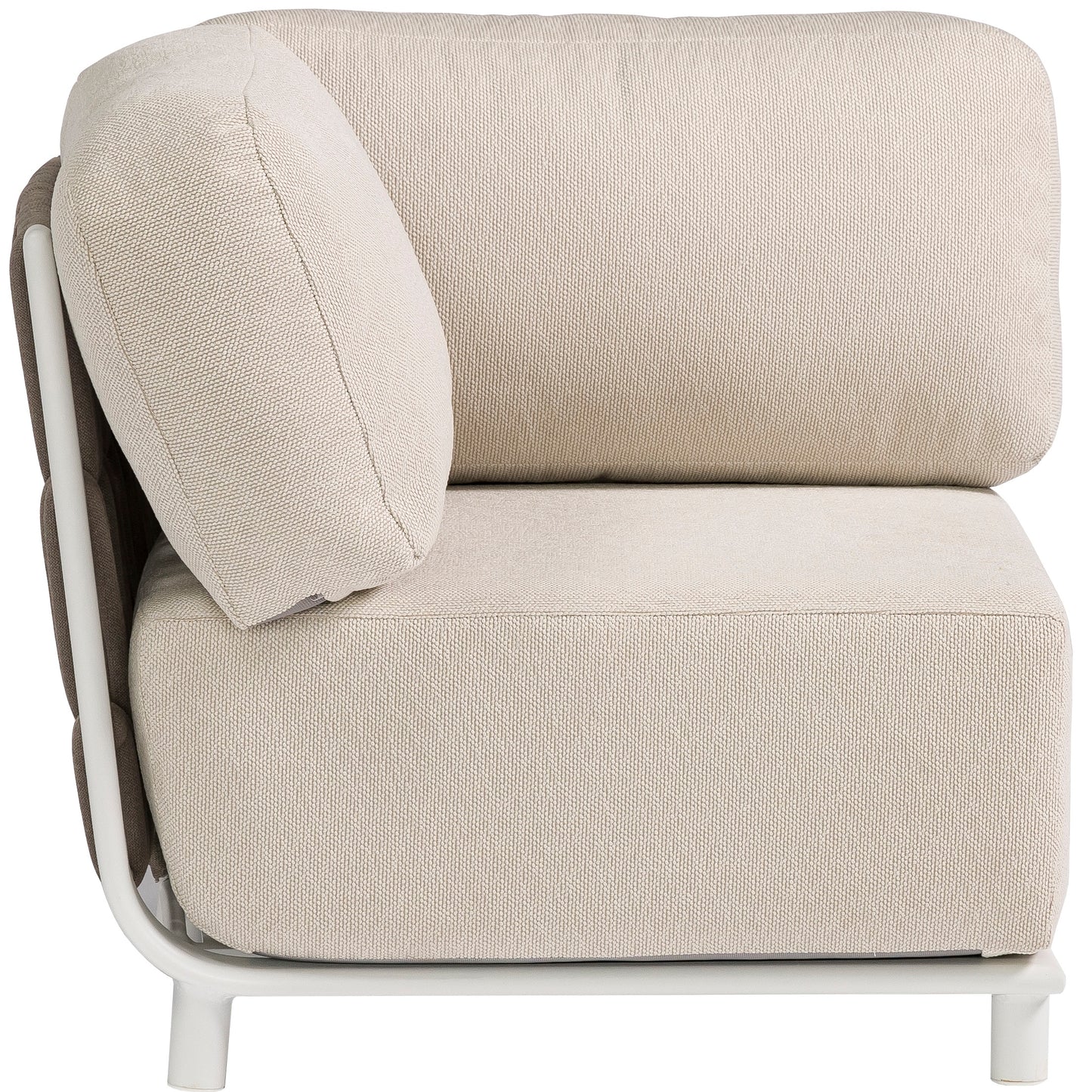 Módulo esquinero rinconera Carson aluminio blanco textil beige